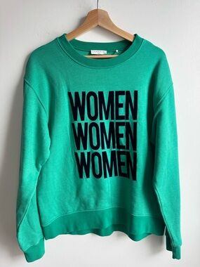 Sandro Women’s Green Crew Neck Sweatshirt with “WOMEN” Logo